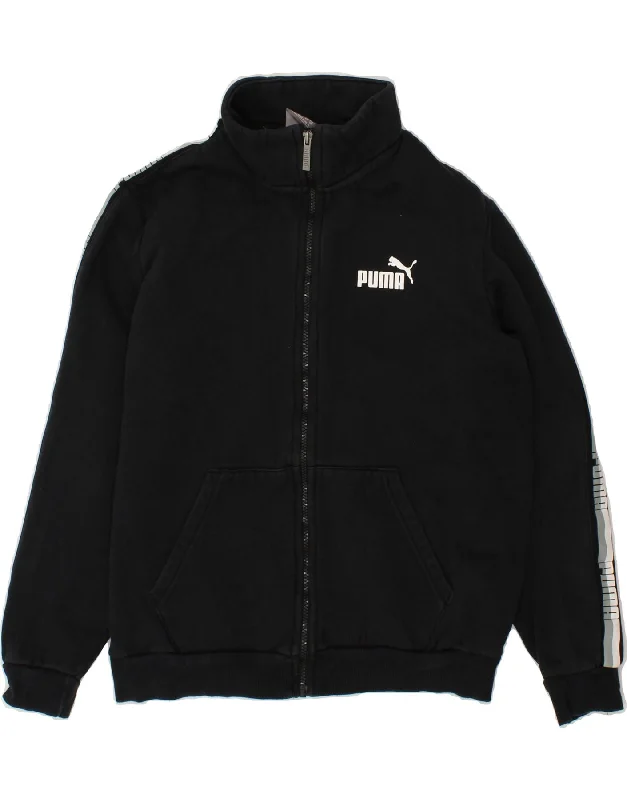 PUMA Womens Oversized Graphic Tracksuit Top Jacket UK 10 Small Black