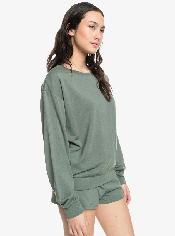 Surfing By Moonlight B Cozy Lounge Top - Agave Green