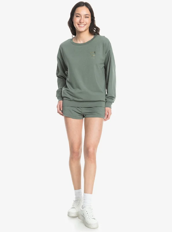 Surfing By Moonlight B Cozy Lounge Top - Agave Green