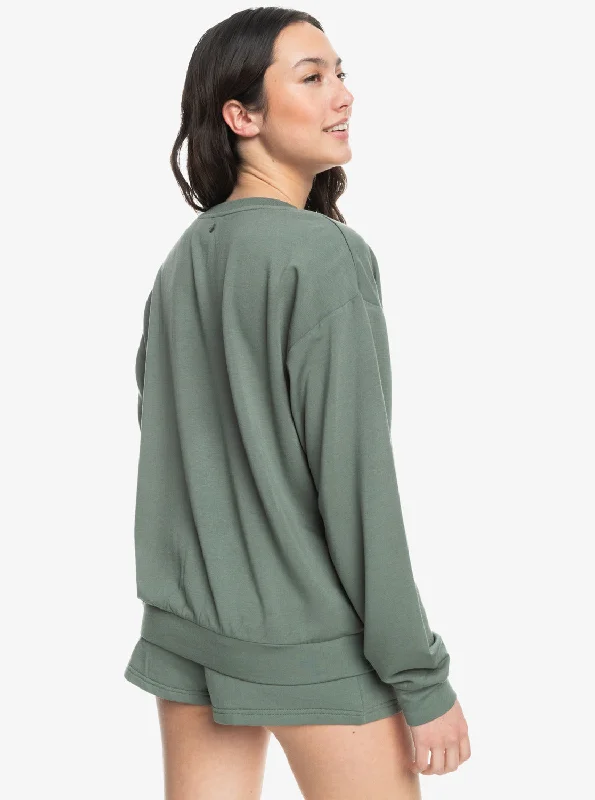 Surfing By Moonlight B Cozy Lounge Top - Agave Green