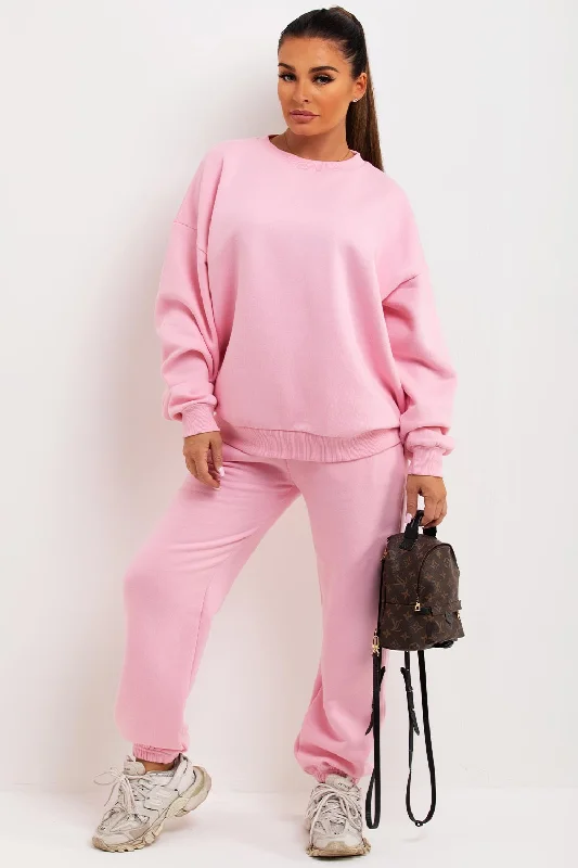 Sweatshirt And Joggers Loungewear Set Baby Pink