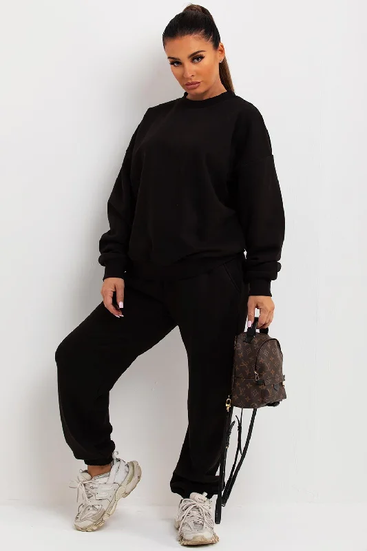 Sweatshirt And Joggers Loungewear Set Black