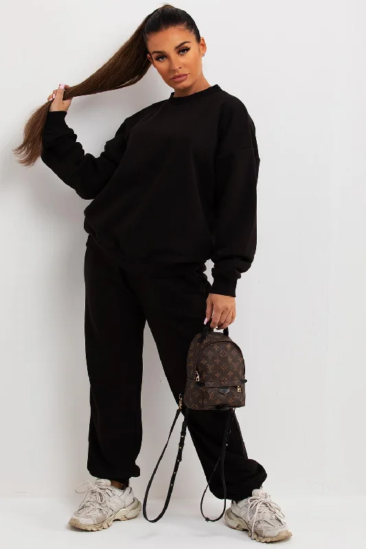 Sweatshirt And Joggers Loungewear Set Black