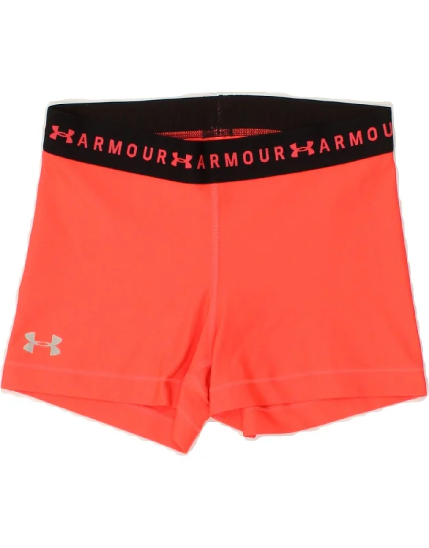 UNDER ARMOUR Womens Heat Gear Graphic Sport Shorts UK 12 Medium Pink