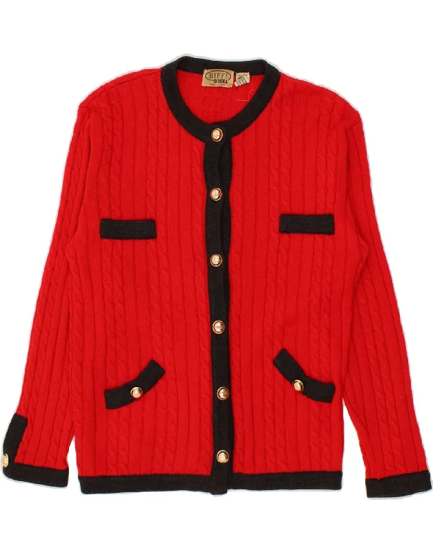 VINTAGE Womens Cardigan Sweater UK 16 Large Red