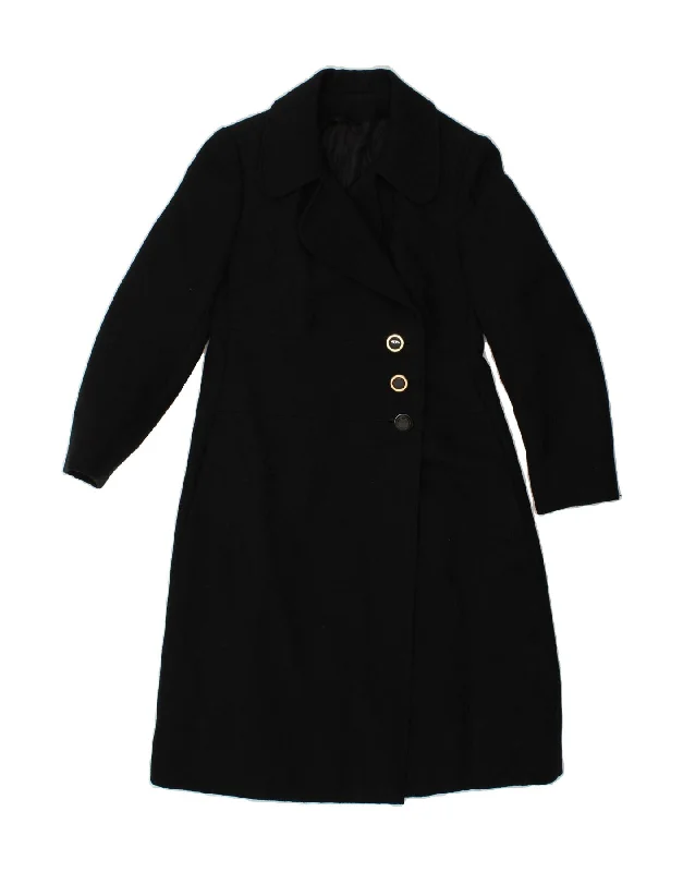 VINTAGE Womens Overcoat EU 42 Large Black