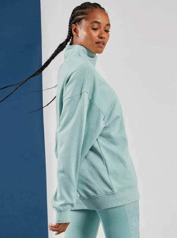 Waves Of Warmth Half-Zip Fleece - Blue Surf Planao