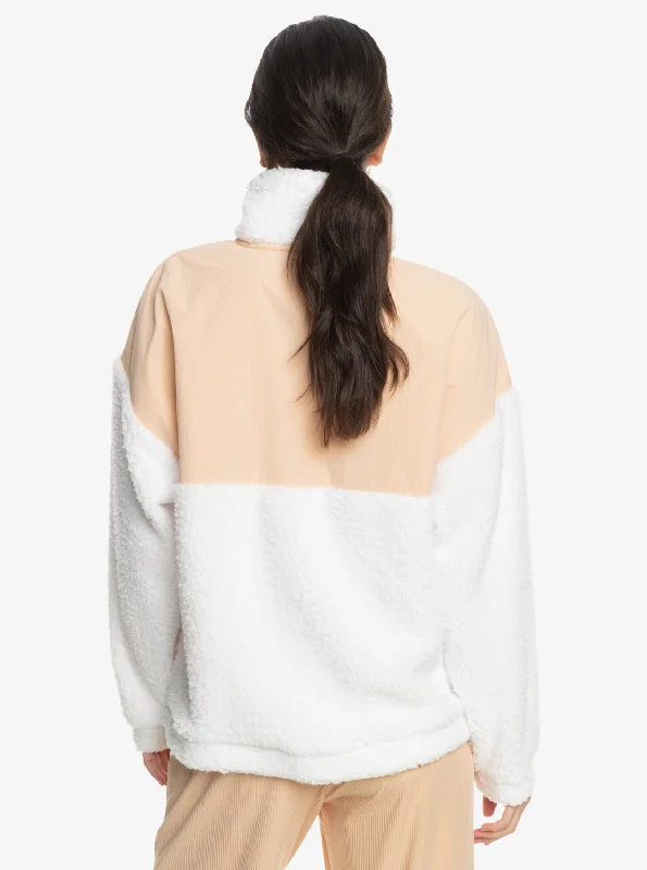 Waves Of Warmth Half-Zip Mock Neck Fleece - Toasted Almond