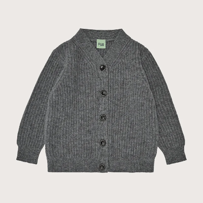 Women's Lambswool Cardigan - Charcoal (Teens-Womens S)