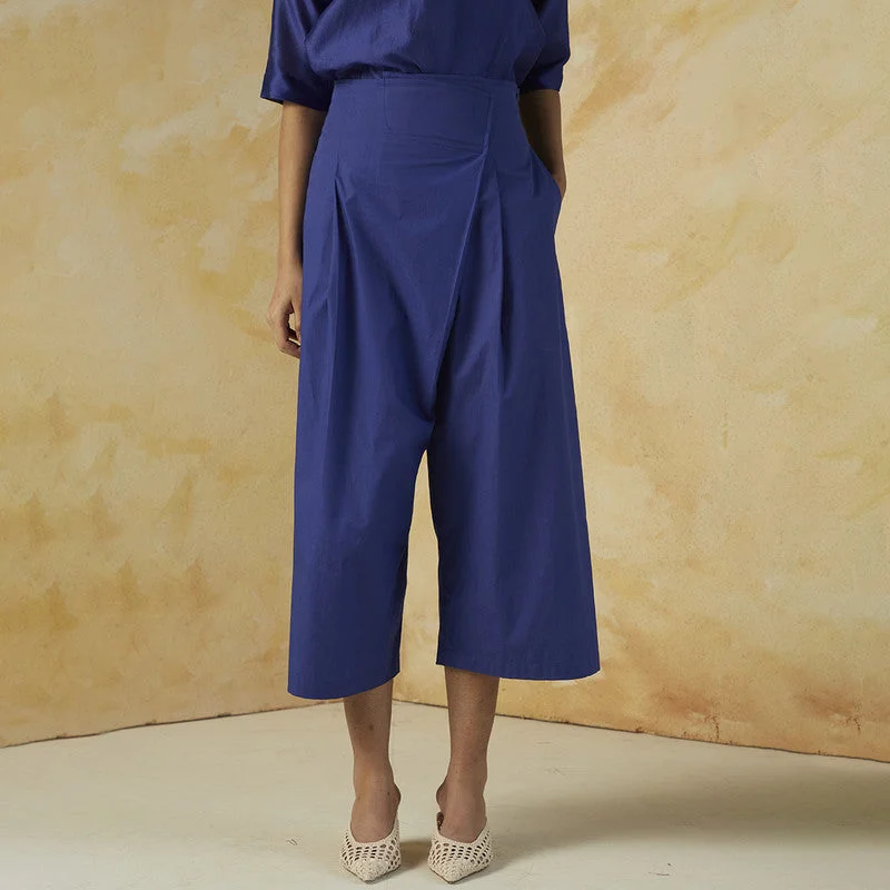 Cotton Overlap Culottes | Blue