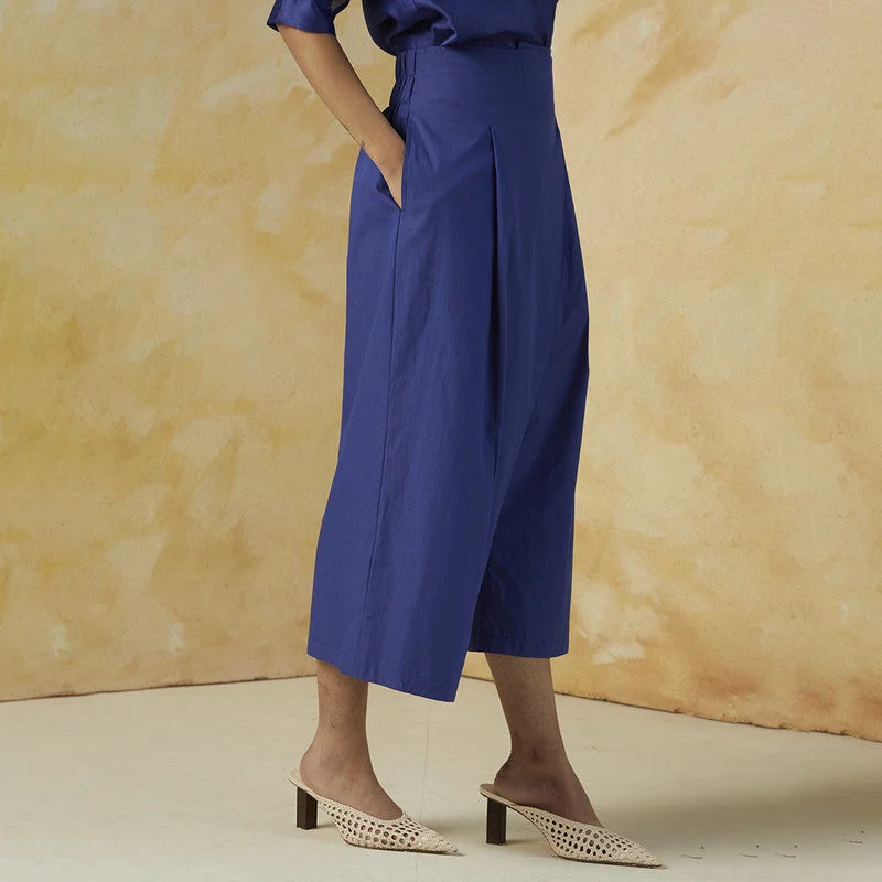 Cotton Overlap Culottes | Blue