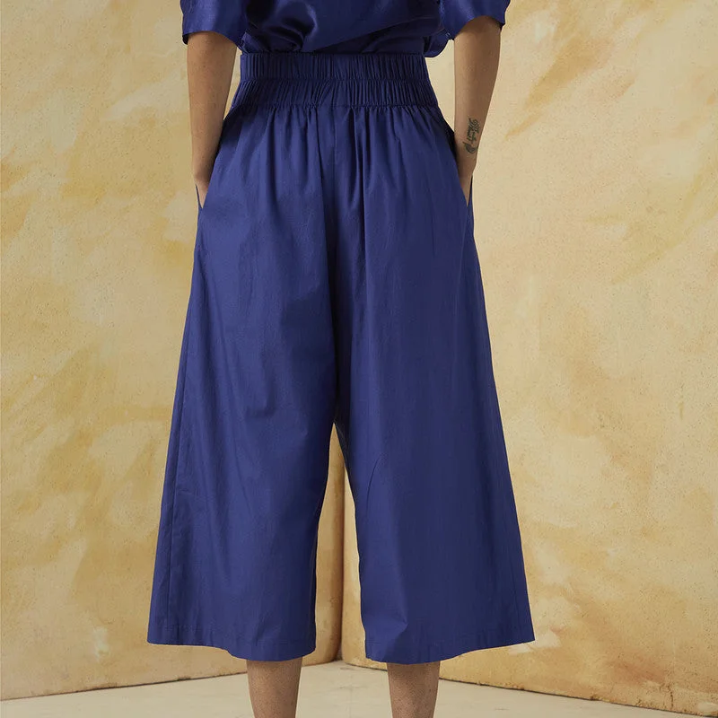 Cotton Overlap Culottes | Blue