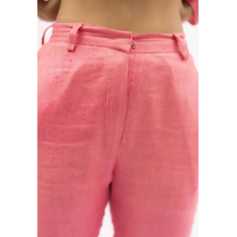 Handcrafted Hemp Trouser with Slits | Pink