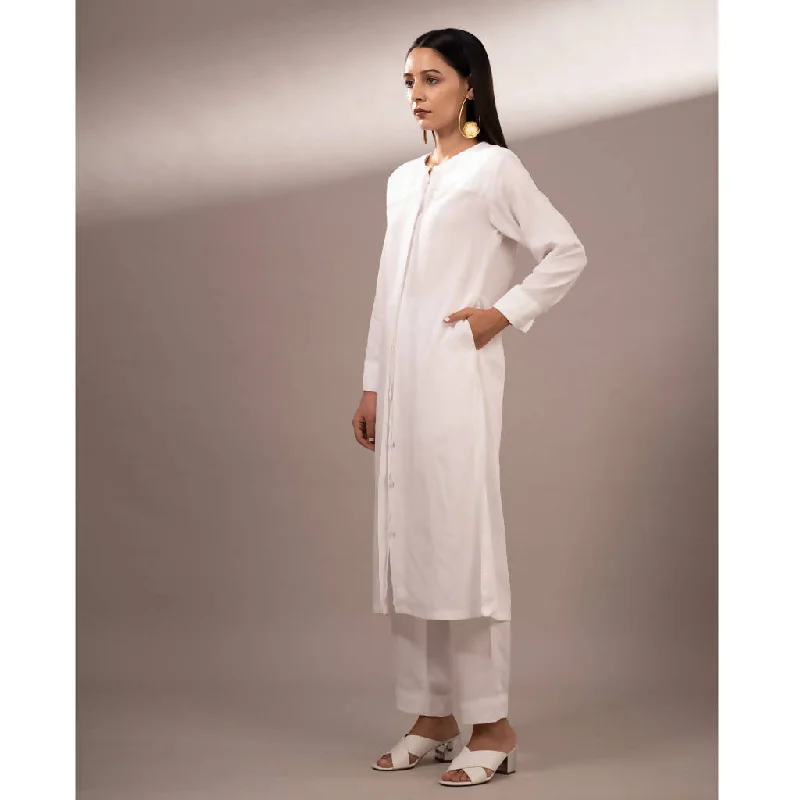 Handcrafted Tencel Twill Co-Ord Set | White