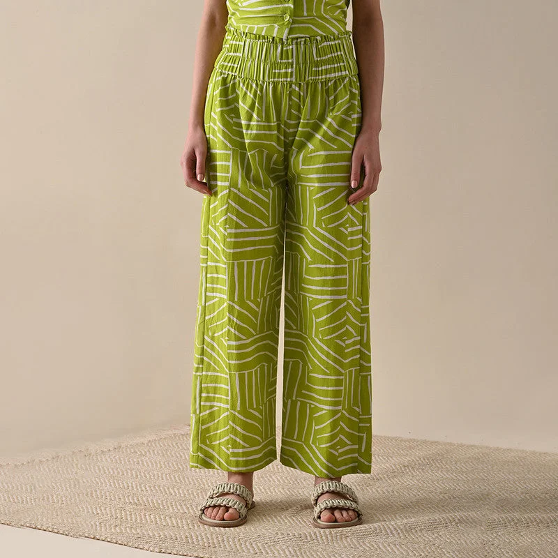 Trousers For Women | Pure Cotton | Print | Green