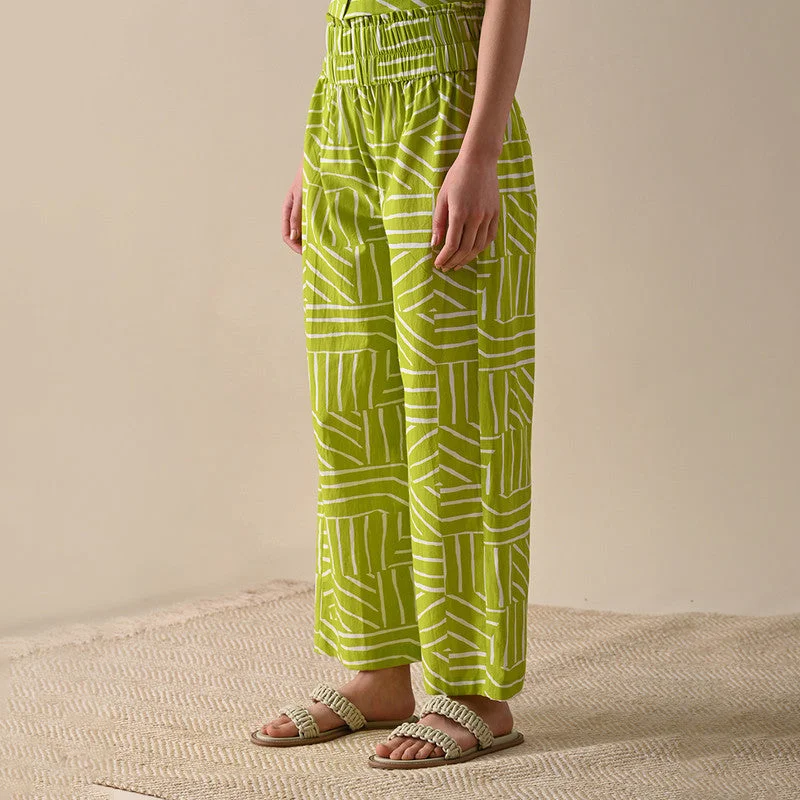 Trousers For Women | Pure Cotton | Print | Green