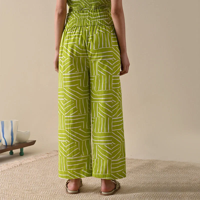 Trousers For Women | Pure Cotton | Print | Green