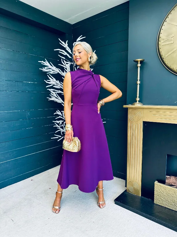 Kole Gathered Occasion Dress Plum