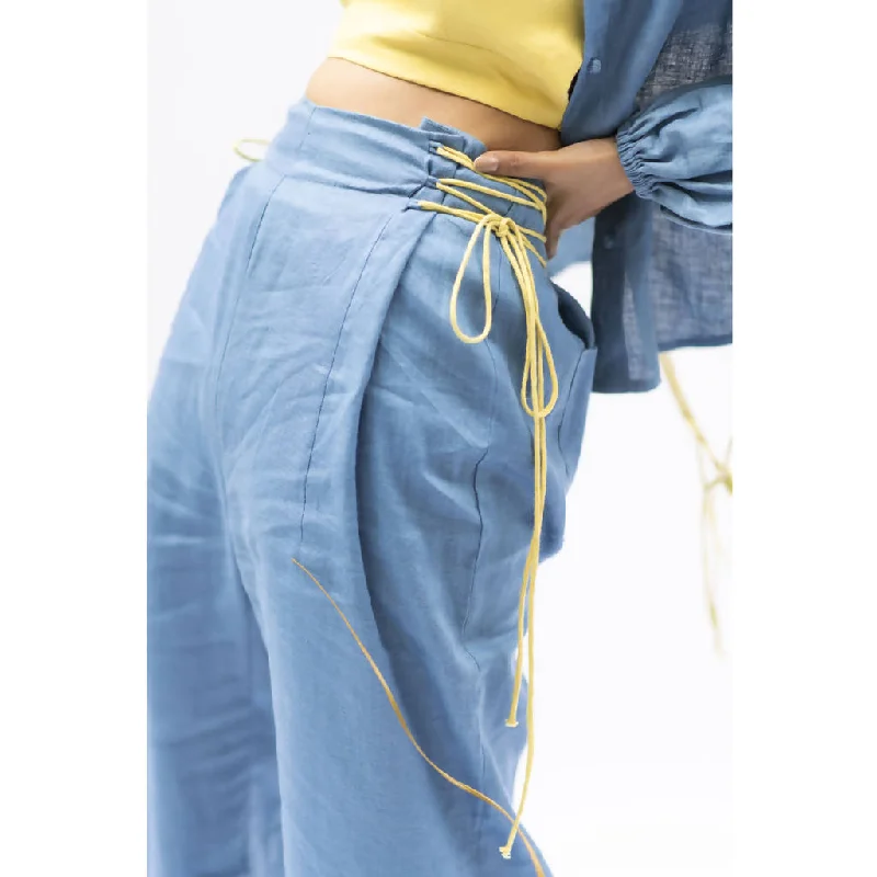 Hemp Adjustable String Trouser | Blue