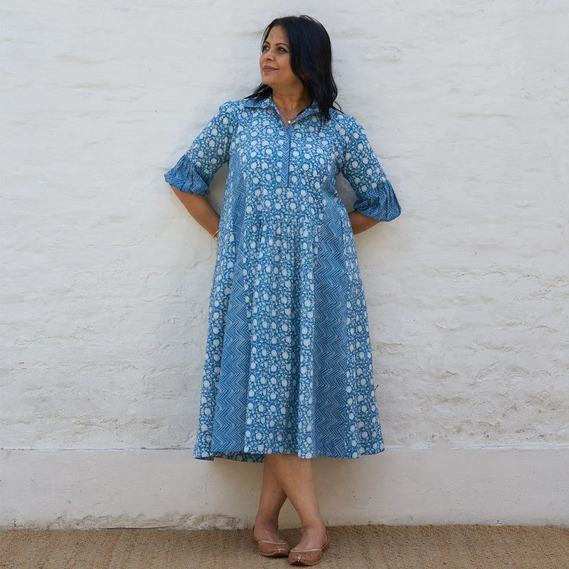 Pure Cotton Handblock Printed Tunic | Blue & White