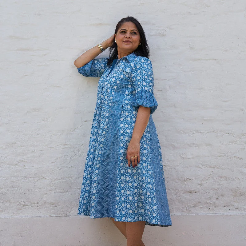 Pure Cotton Handblock Printed Tunic | Blue & White