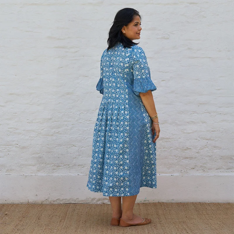 Pure Cotton Handblock Printed Tunic | Blue & White