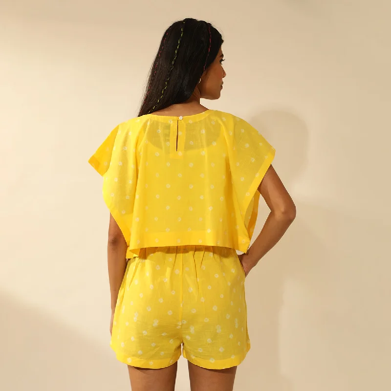 Cotton Shorts for Women | Tie-Dye | Electric Yellow