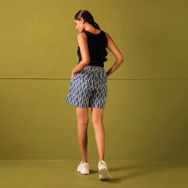 Pure Cotton Shorts | Printed | Indigo