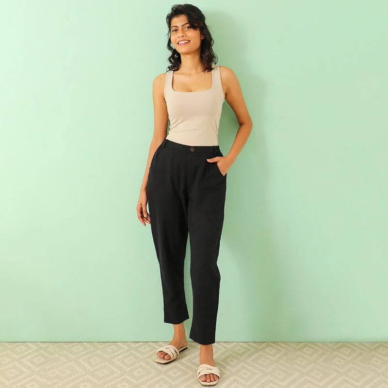 Pure Cotton Trousers | Black