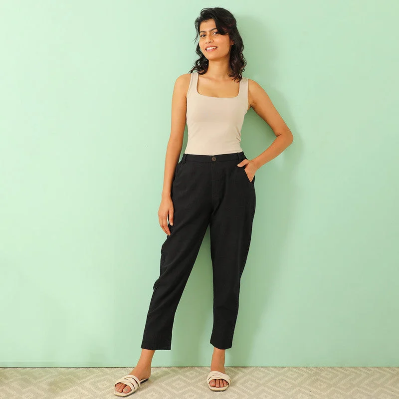 Pure Cotton Trousers | Black