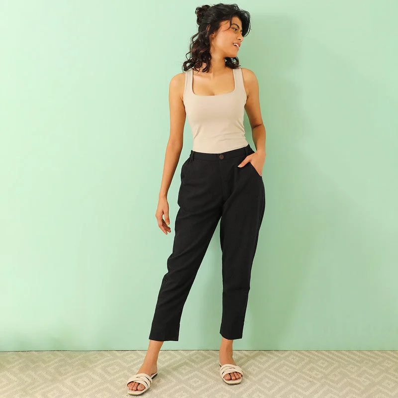 Pure Cotton Trousers | Black