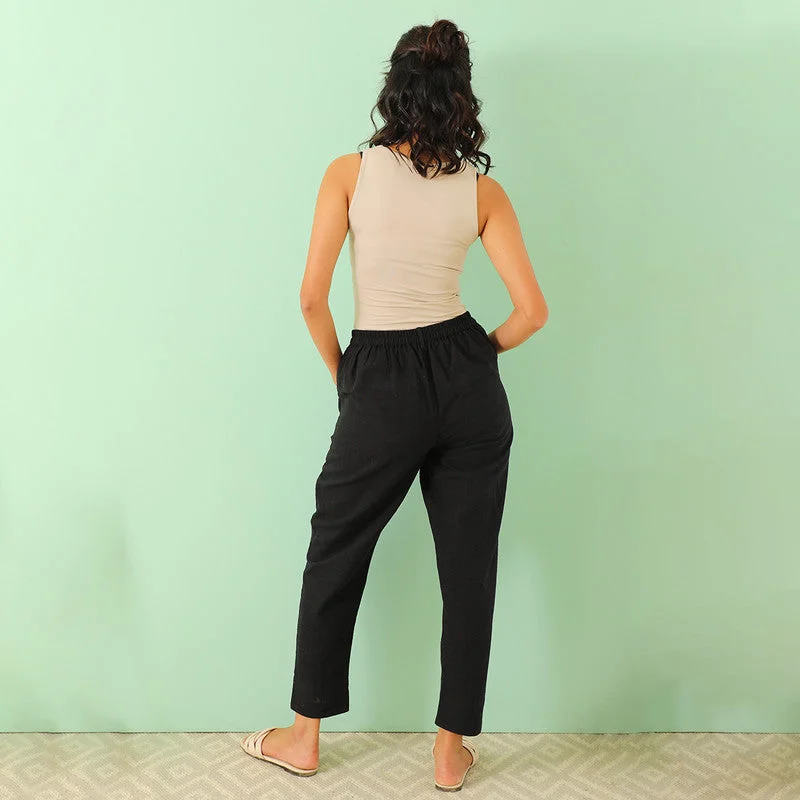 Pure Cotton Trousers | Black