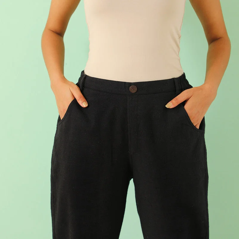 Pure Cotton Trousers | Black