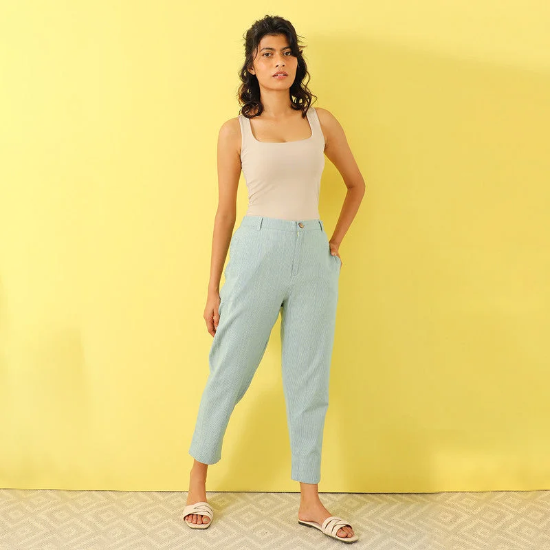 Pure Cotton Trousers| Light Blue