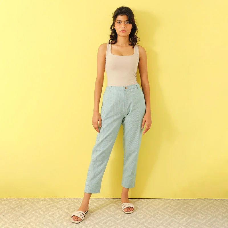 Pure Cotton Trousers| Light Blue