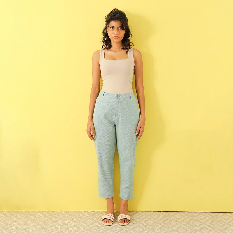 Pure Cotton Trousers| Light Blue