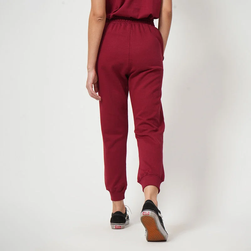 Organic Cotton Joggers Set for Women | Maroon