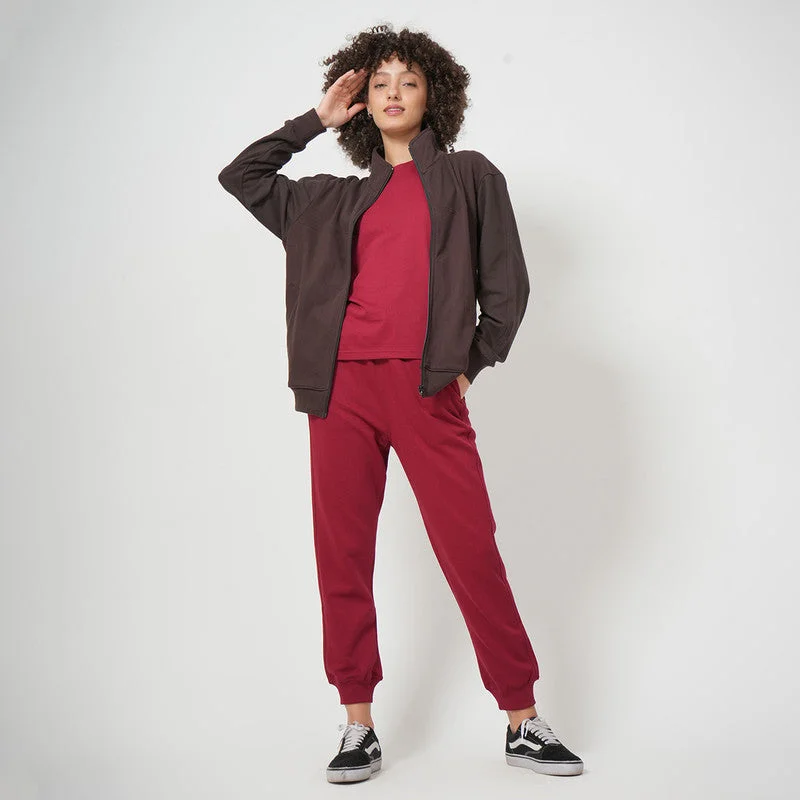 Organic Cotton Joggers Set of 3 | Maroon & Coffee