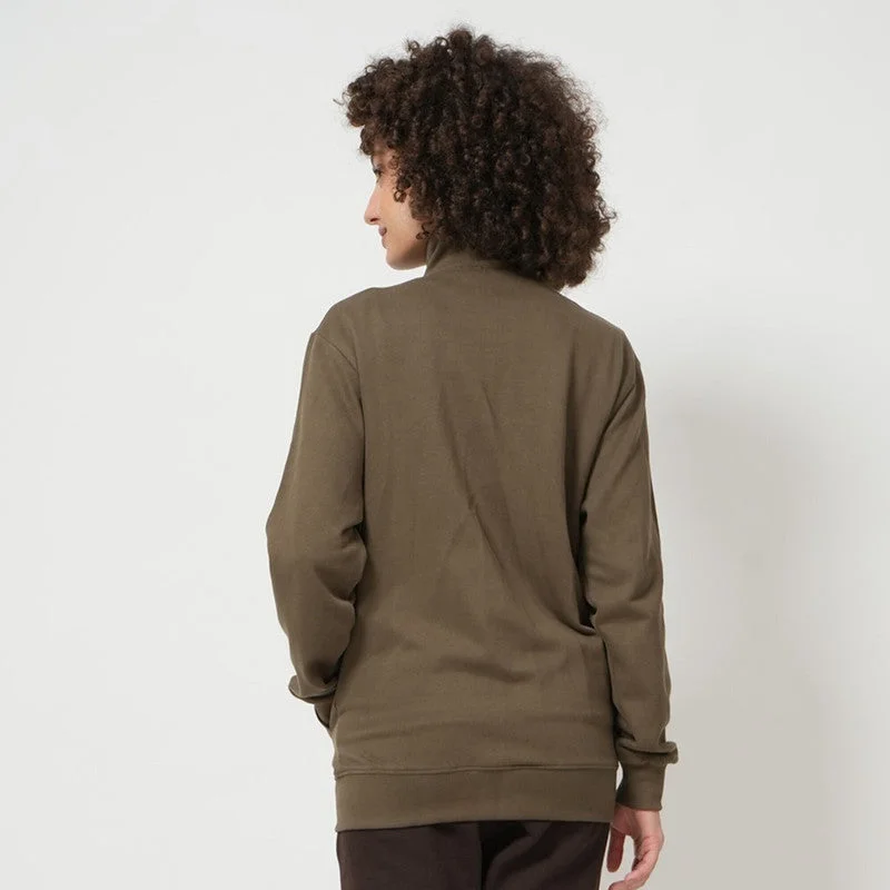 Organic Cotton Zipper Jacket for Women | Olive