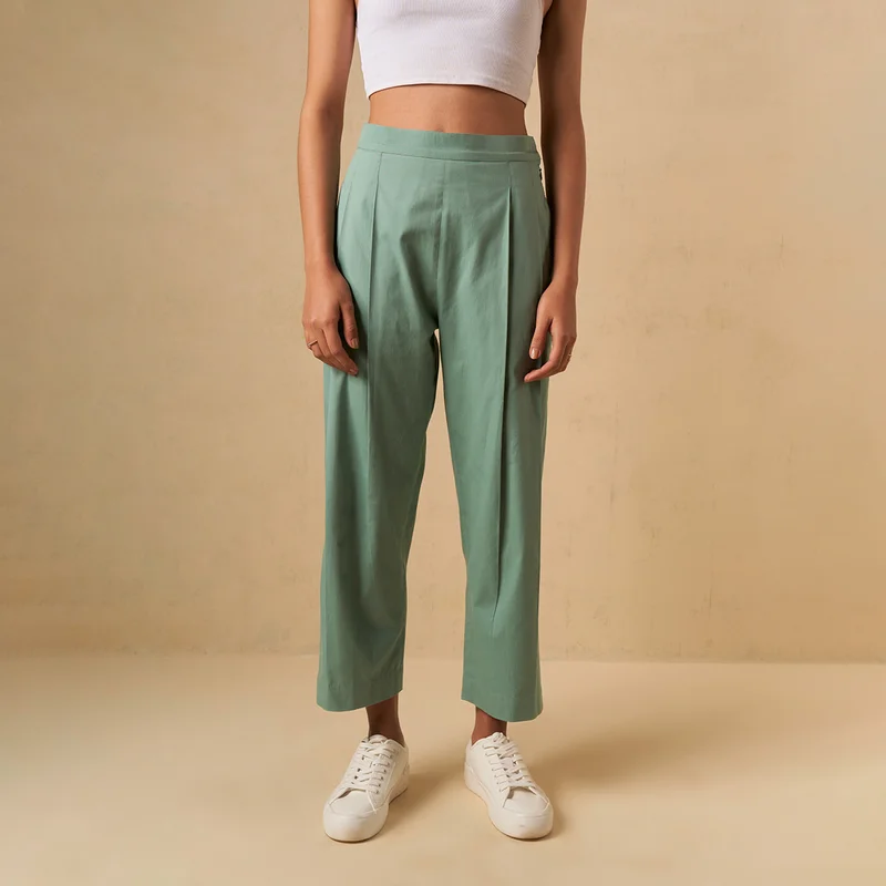 Organic Cotton Trousers | Azo-Free Dyed | Green