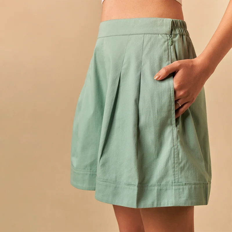 Organic Cotton Twill Shorts | Azo-Free Dyed | Green