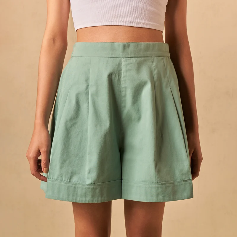 Organic Cotton Twill Shorts | Azo-Free Dyed | Green