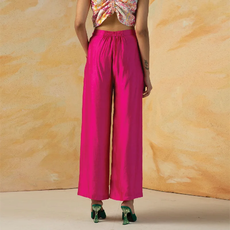 Linen Satin Trousers | Pink