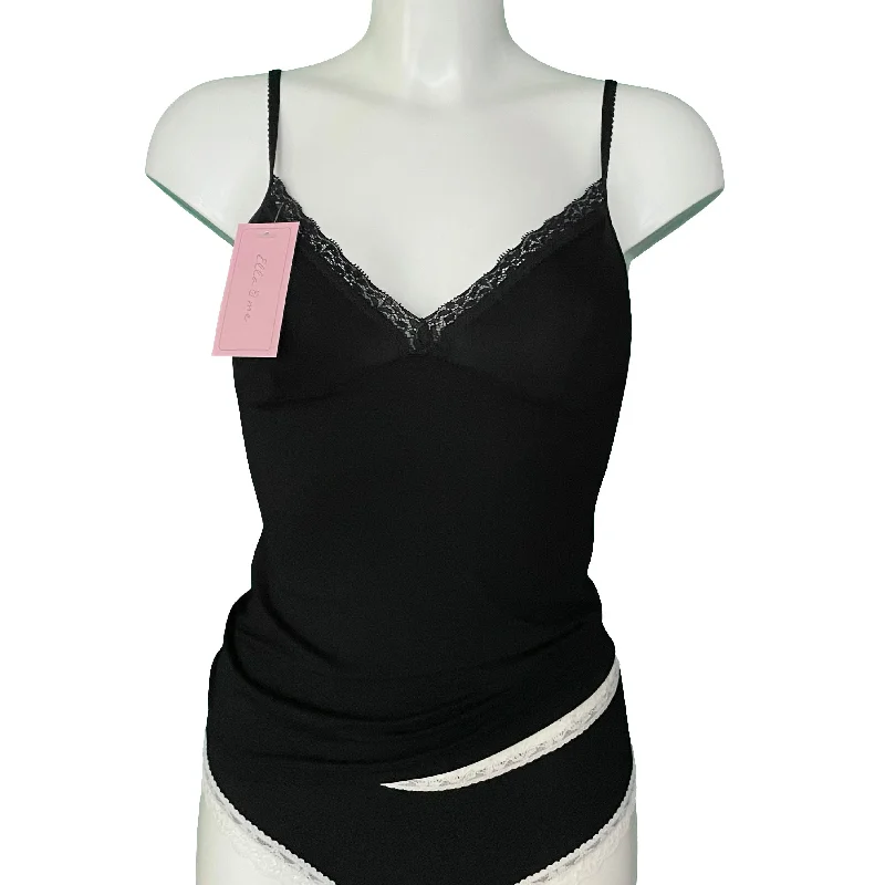 Soft Bamboo Jersey Strappy Cami Top - Black