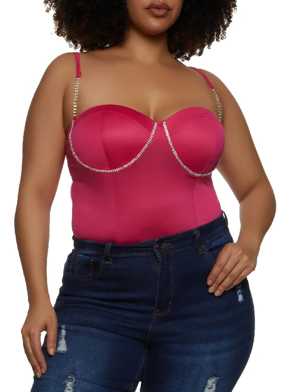 Plus Size Rhinestone Detail Bustier Bodysuit