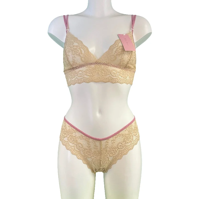 Jacquard Rose Lace Bralette - Honey