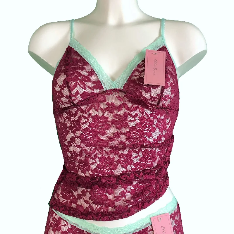 Signature Lace Strappy Cami Top - Rosewood & Spearmint