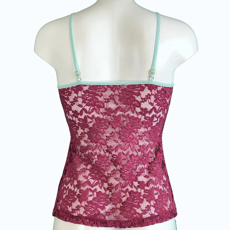 Signature Lace Strappy Cami Top - Rosewood & Spearmint