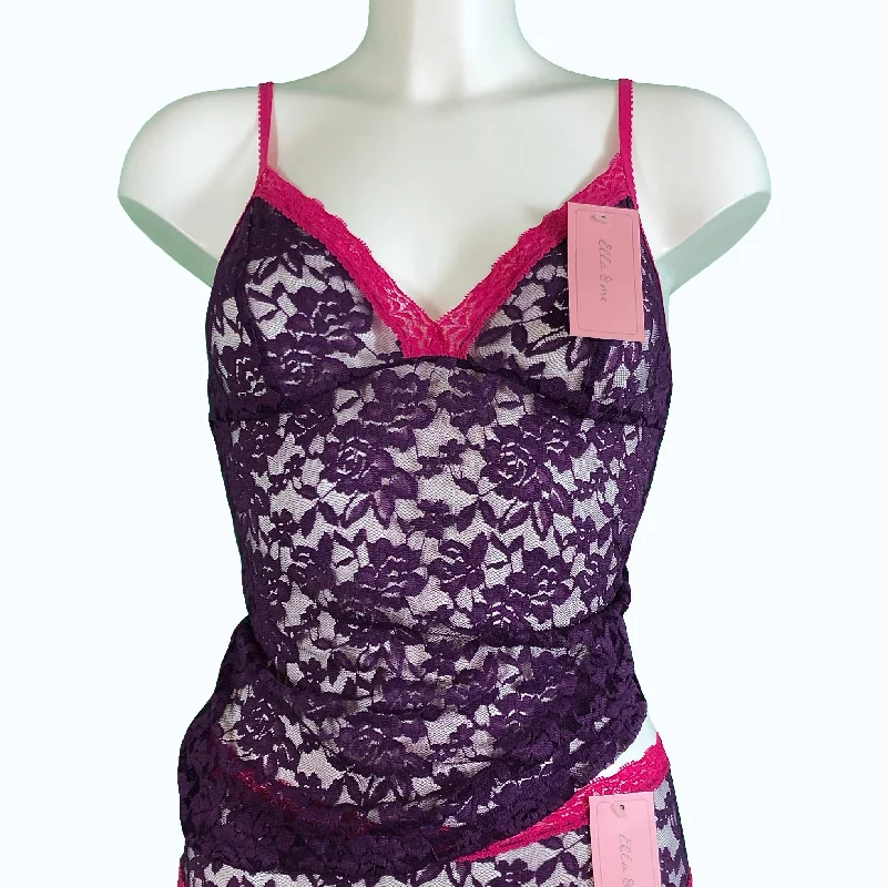 Signature Lace Strappy Cami Top - Violet & Raspberry