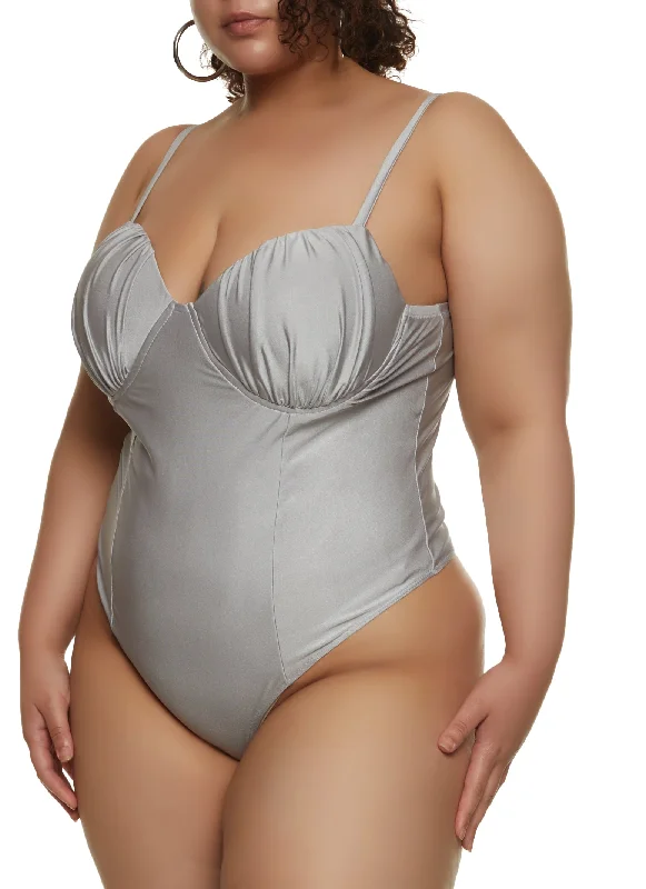 Plus Size Ruched Bustier Bodysuit